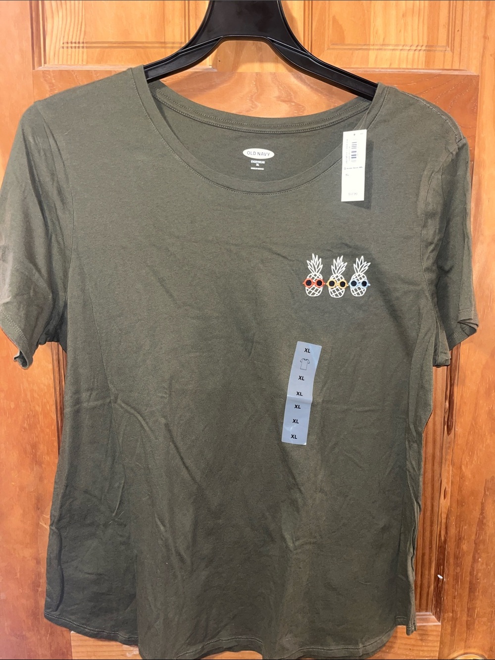 Old Navy Olive Green Short Sleeve Tee with Pineapple Trio